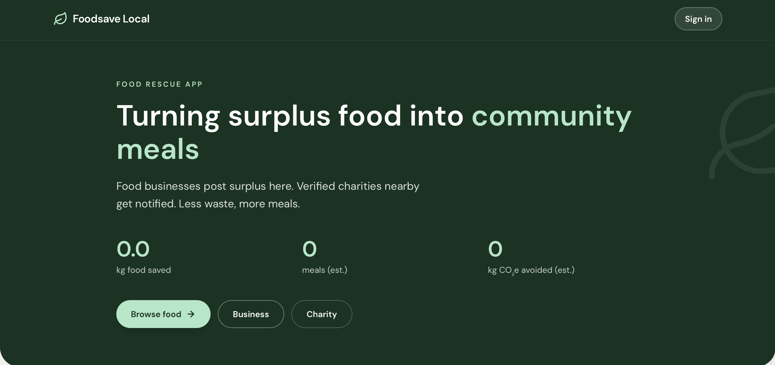 FoodSave Local website homepage